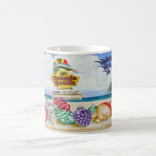 Tasse de signe de plage de Pensacola et d'anges (Centre)
