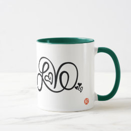 Tasse de sonnerie d'amour de vert forêt avec le