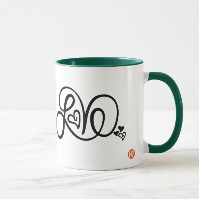 Tasse de sonnerie d'amour de vert forêt avec le (Droite)
