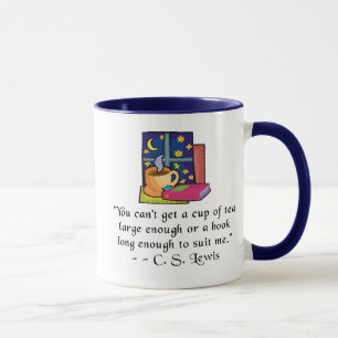 Tasse de sonnerie de citation de thé et de livres