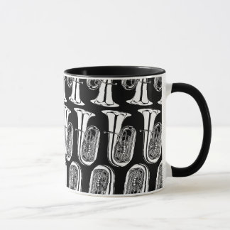 Tasse de sonnerie de motif de tuba - noire et