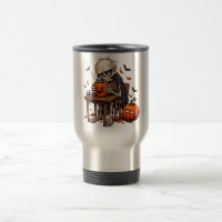 Tasse de Squelette Buvant une Citrouille Halloween