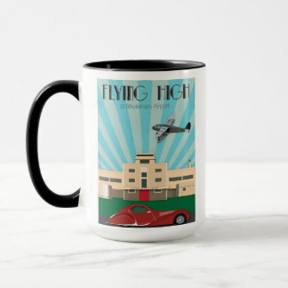 Tasse de style d'art déco comportant l'aéroport de