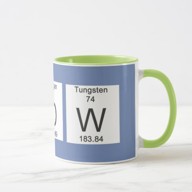 Tasse de table périodique du Cr O W en vert bleu (Droite)
