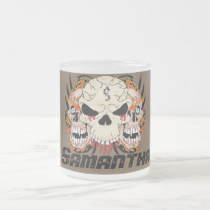 Tasse de tasse de café en verre givré du crâne