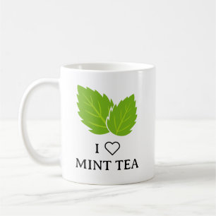 Tasse de thé à la menthe avec logo de feuilles d'h