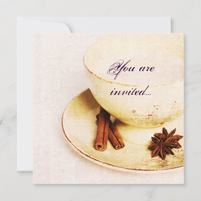 tasse de thé aux épices - invitation de la fête du (Devant)