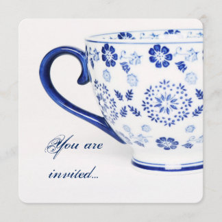 tasse de thé bleu victorien - invitation de fête d