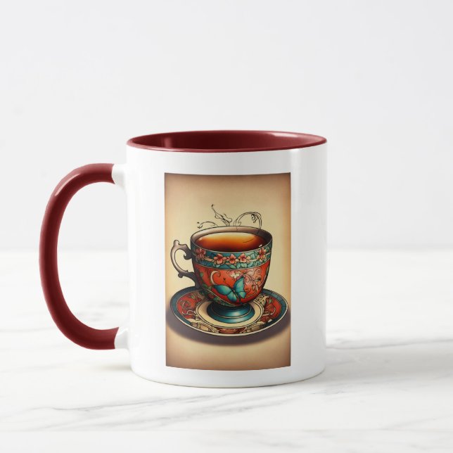 Tasse de thé imprimé artistique (Gauche)