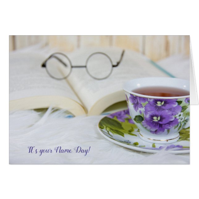 tasse de thé sur fourrure pour le Jour du nom (Devant horizontal)