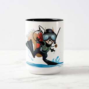 tasse de ton de l'écureuil deux de plongée à l'air