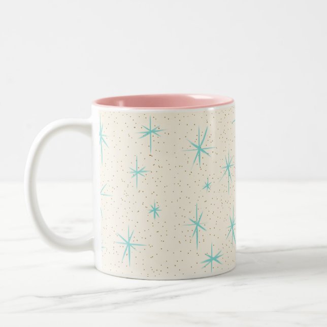 Tasse de ton de Starbursts deux de turquoise d'âge (Gauche)