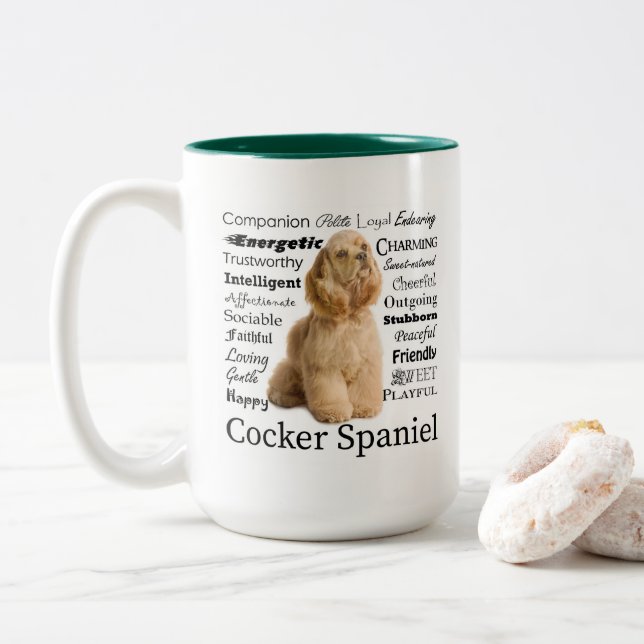 Tasse de traits de cocker (Avec donut)