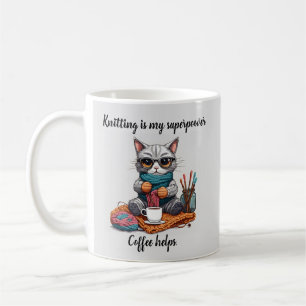 Tasse de tricot drôle Superpuissance Chat