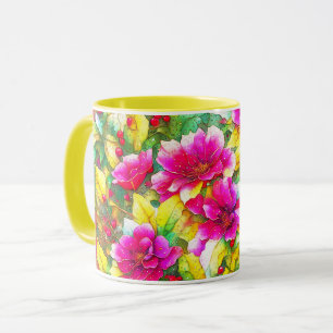 Tasse de vacances d'art floral de houx et rose