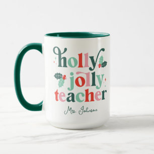 Tasse de vacances rétro pour enseignant joyeux Noë