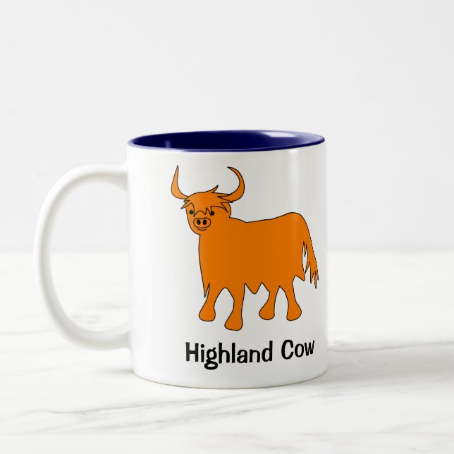Tasse de vache écossaise Highland avec slogan (Gauche)