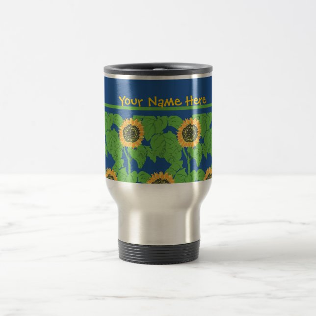 Tasse de voyage à customiser, tournesols d'or (Centre)