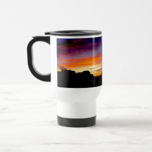 Tasse de voyage avec poignée et photo coucher de s