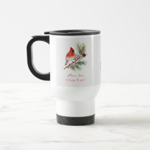 Tasse de voyage Cardinal oiseau rouge de Noël