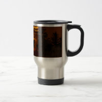 Tasse de voyage, cerf commun au coucher du soleil