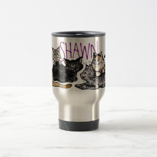 Tasse de voyage, chats d'allée heureux, nom fait