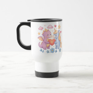 Tasse de voyage Cœur de dragon et de licorne magiq