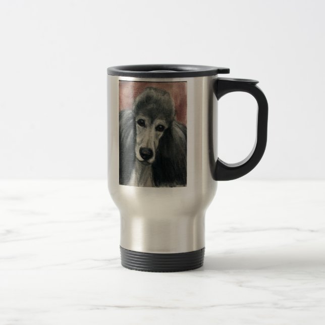 Tasse de voyage d'art "de caniche d'étalon argent" (Droit)