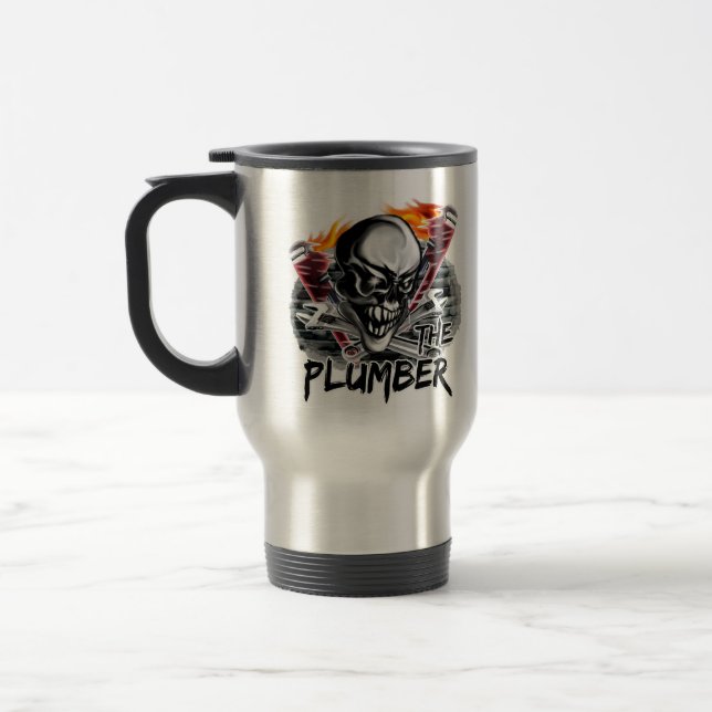 Tasse de voyage de crâne de plombier : "Le (Gauche)