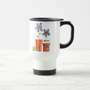 Tasse de voyage de fleur et de grenouille