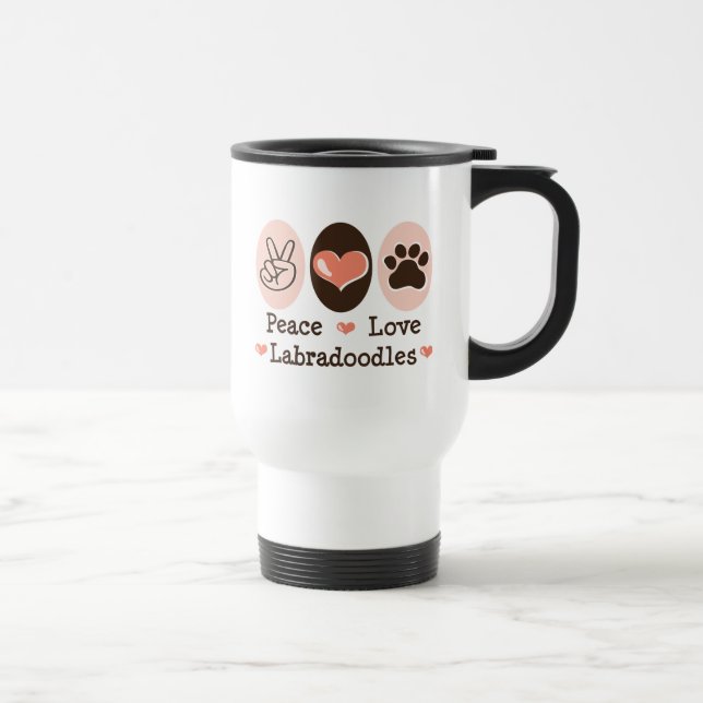 Tasse de voyage de Labradoodles d'amour de paix (Droite)
