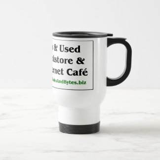 Tasse de voyage de livres et d'octets, blanche