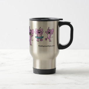 Tasse de voyage de logo d'éléphants roses