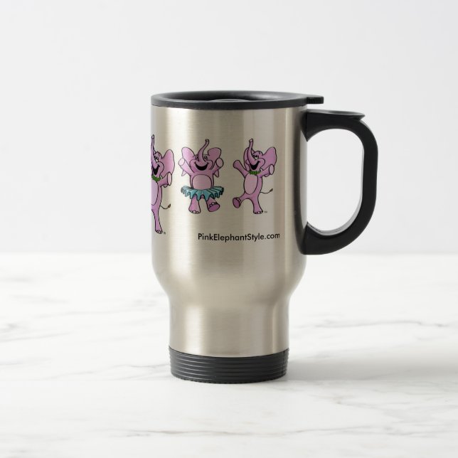 Tasse de voyage de logo d'éléphants roses (Droit)