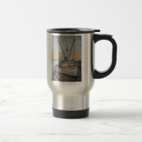 Tasse de voyage de peinture de bateau de crevette