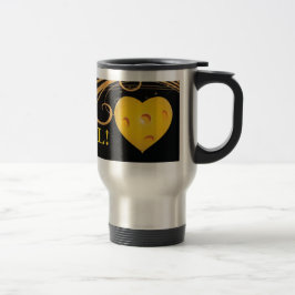 Tasse de voyage de Pickleball avec le coeur jaune