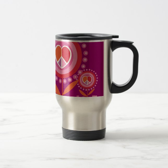 Tasse de voyage de signe de paix de fleur d'AMOUR (Droit)