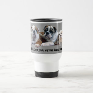 Tasse de voyage de trio de bouledogue
