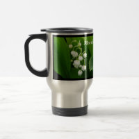 Tasse de voyage du muguet de fleurs blanches