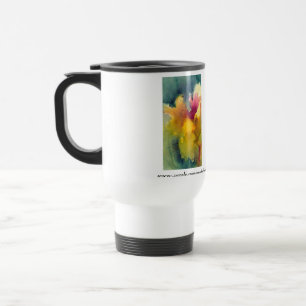 Tasse de voyage isolée par iris féerique jaune