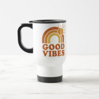 Tasse de voyage Rétro Arc-en-ciel Bonnes Vibration