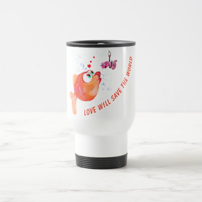 Tasse de voyage romantique avec poissons et vers d (Centre)