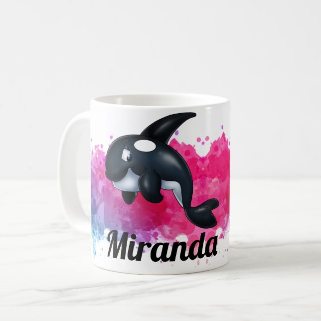 Tasse d'éclaboussure de rose de baleine d'orque (Devant gauche)