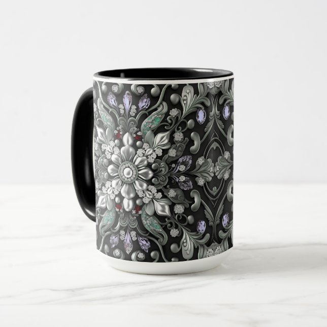 Tasse décorative argent violet (Devant gauche)
