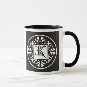 Tasse Décoré d'un monogramme noir et blanc