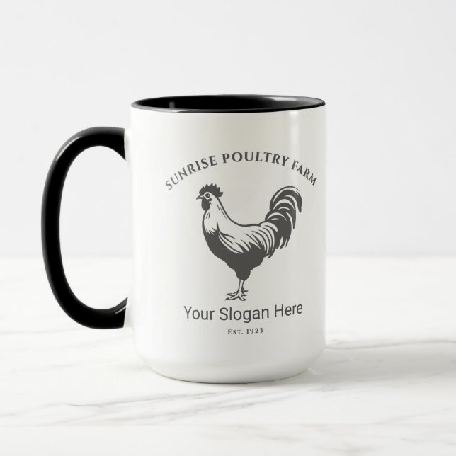 Tasse décorée de ferme à poulets (Gauche)