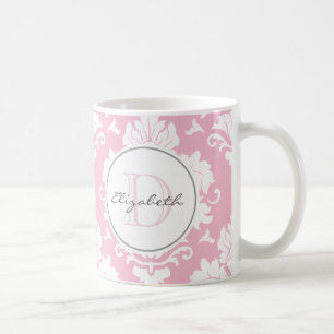 Tasse décorée d'un monogramme de damassé vintag