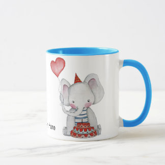 Tasse d'éléphant d'anniversaire de bébé