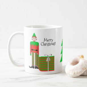 Tasse d'Elf de Noël - paquet rayé de cadeau