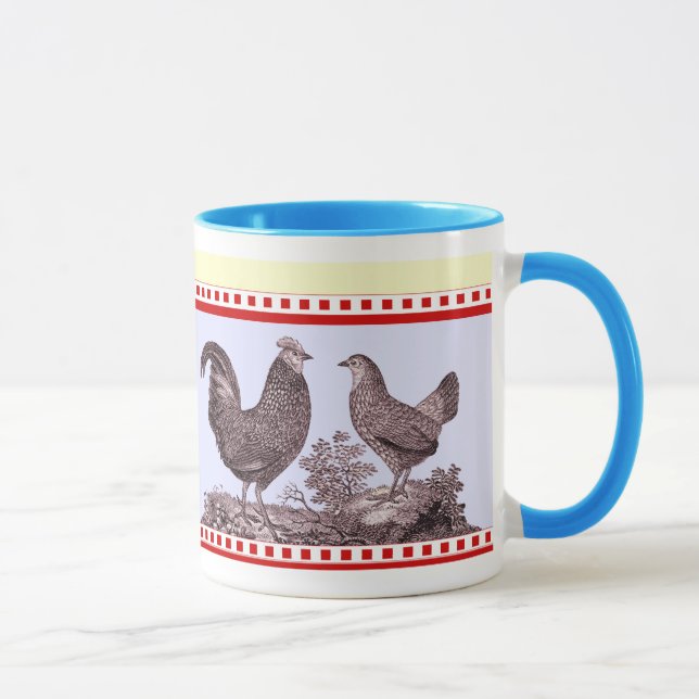 Tasse démodée classique de cuisine de deux poulets (Droite)